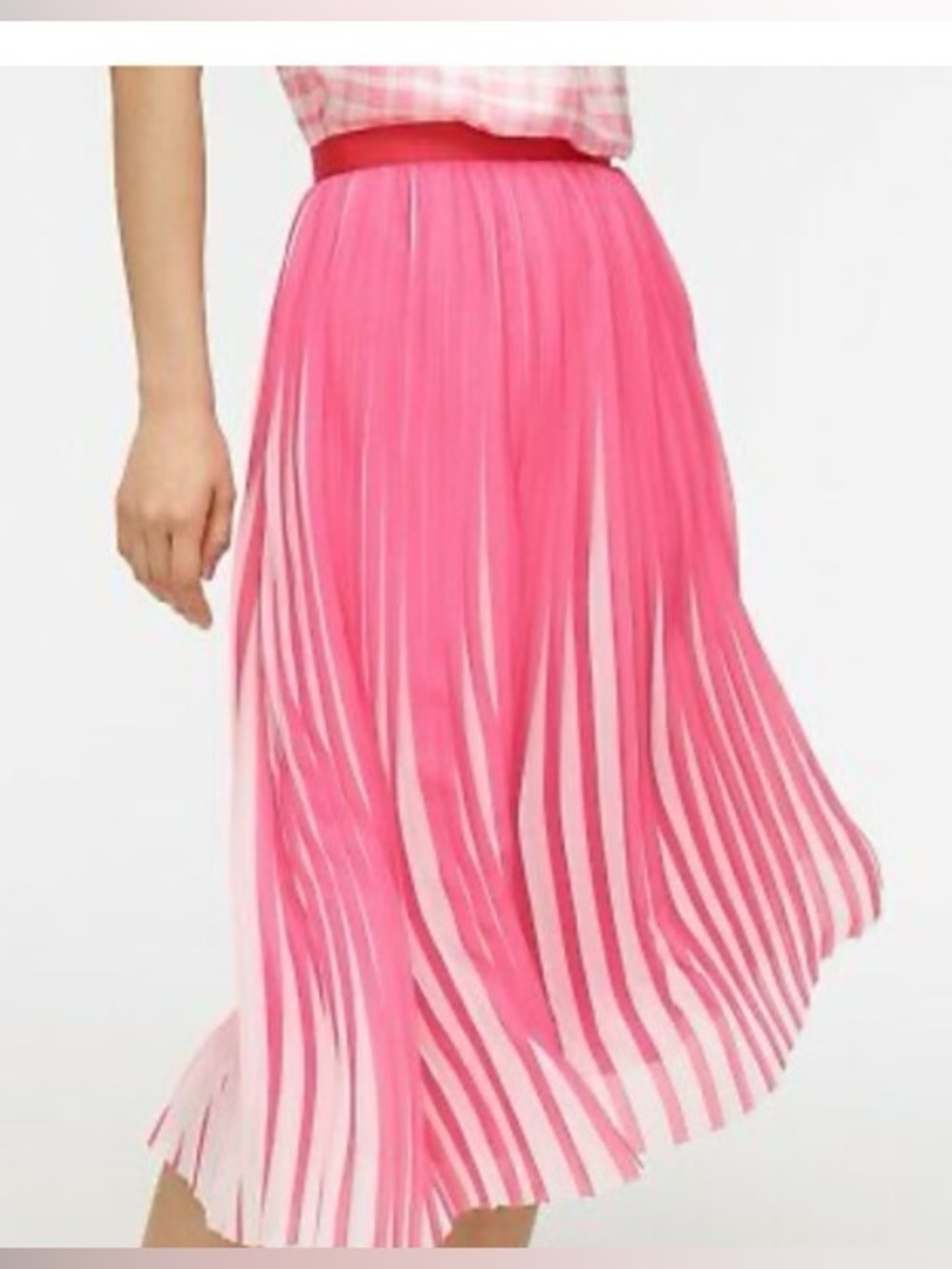 J. Crew Pink Pleated Midi Skirt